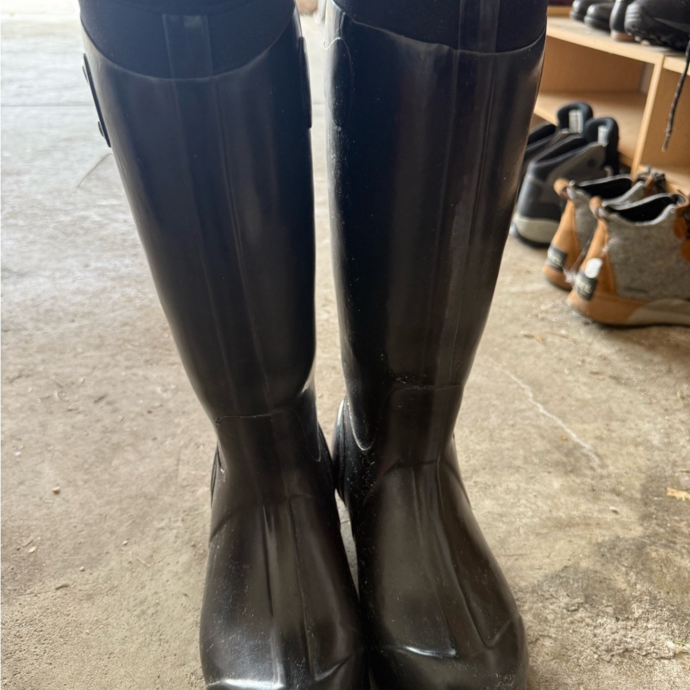 Black Knee-High Rain Boots